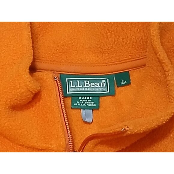 LL Bean Fleece Vest Mens Large Tall Orange Fishcreek Ranch Warm Layering Jacket - Picture 4 of 9